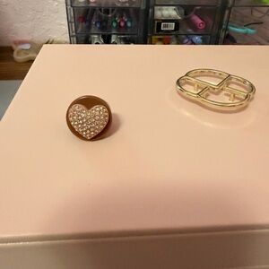 Beige Crystal Heart-Shaped Brown Ring